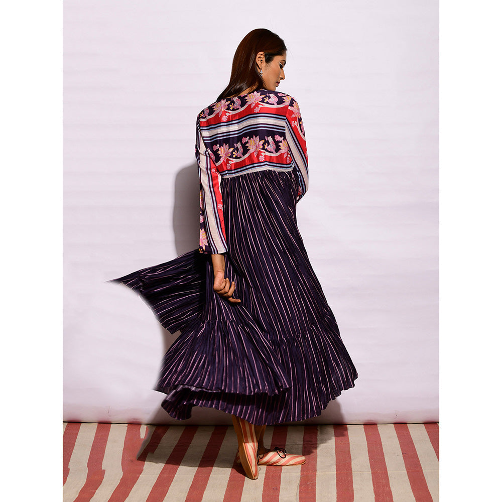 Swati Vijaivargie In Bloom Navy Blue Printed Crushed Dress