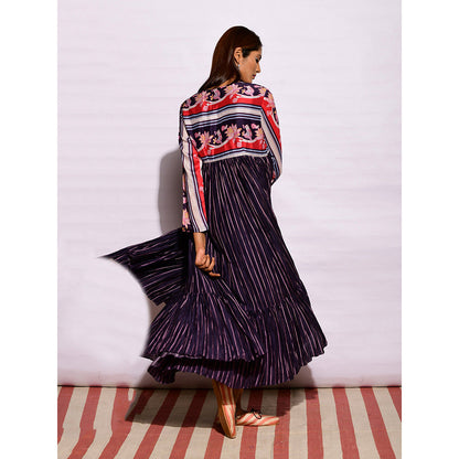 Swati Vijaivargie In Bloom Navy Blue Printed Crushed Dress