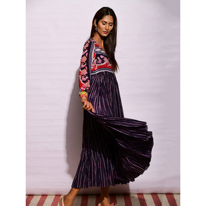 Swati Vijaivargie In Bloom Navy Blue Printed Crushed Dress