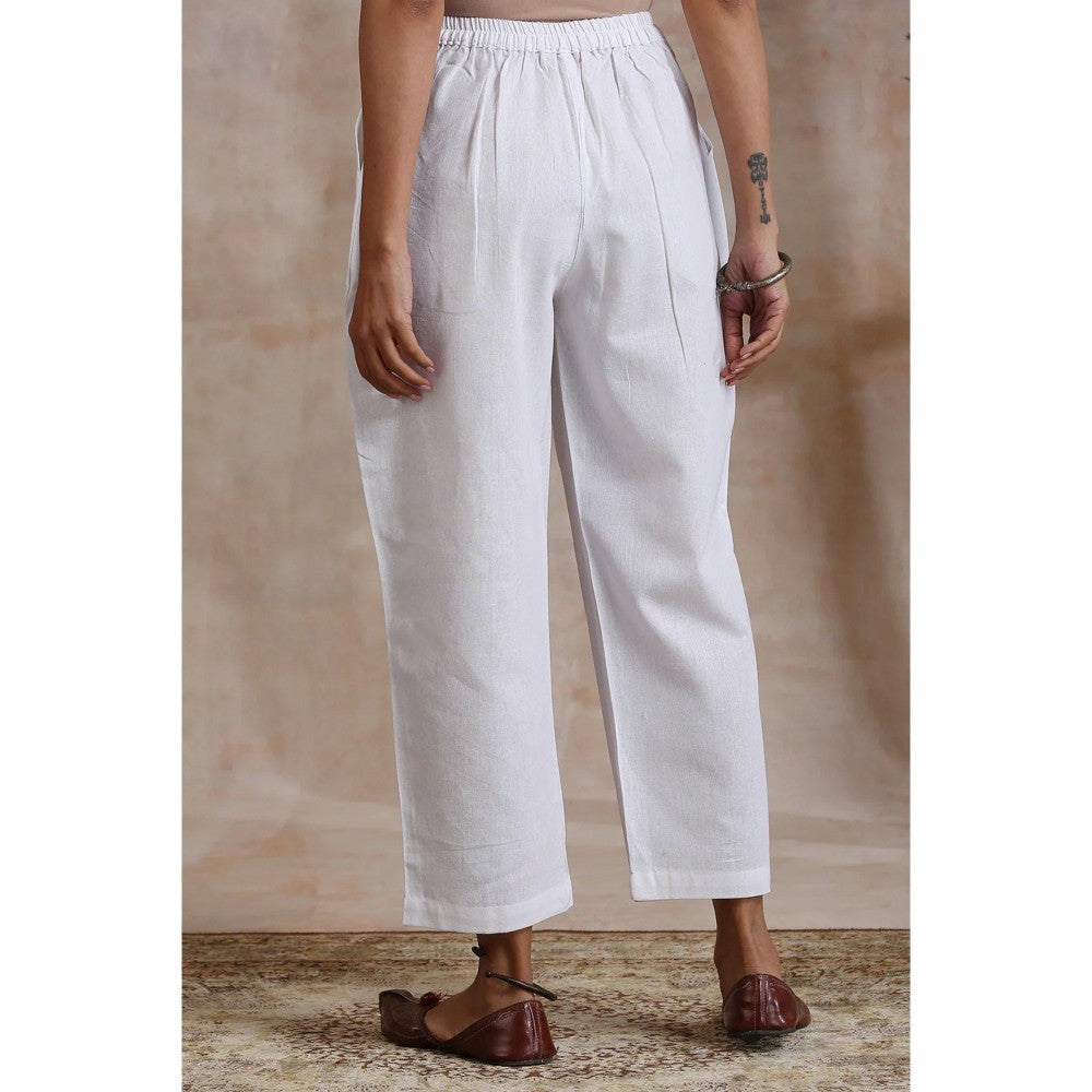 TAHILIYA Off-White Soft Linen Flex Farsi Pants