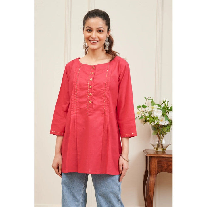 TAHILIYA Pink Plain Cotton Tunic