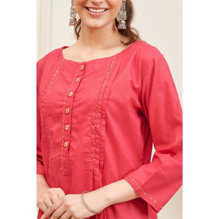 TAHILIYA Pink Plain Cotton Tunic