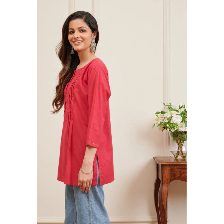 TAHILIYA Pink Plain Cotton Tunic