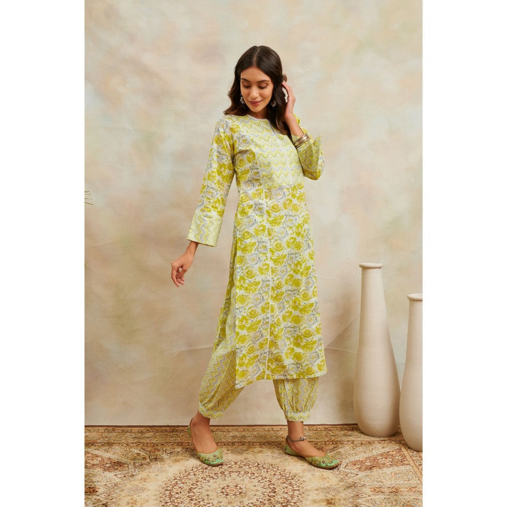 TAHILIYA Lemon Green Printed Straight Kurta