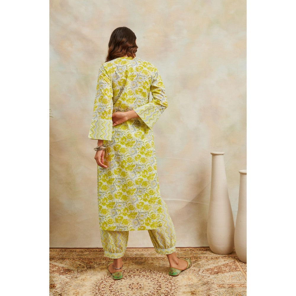 TAHILIYA Lemon Green Printed Straight Kurta