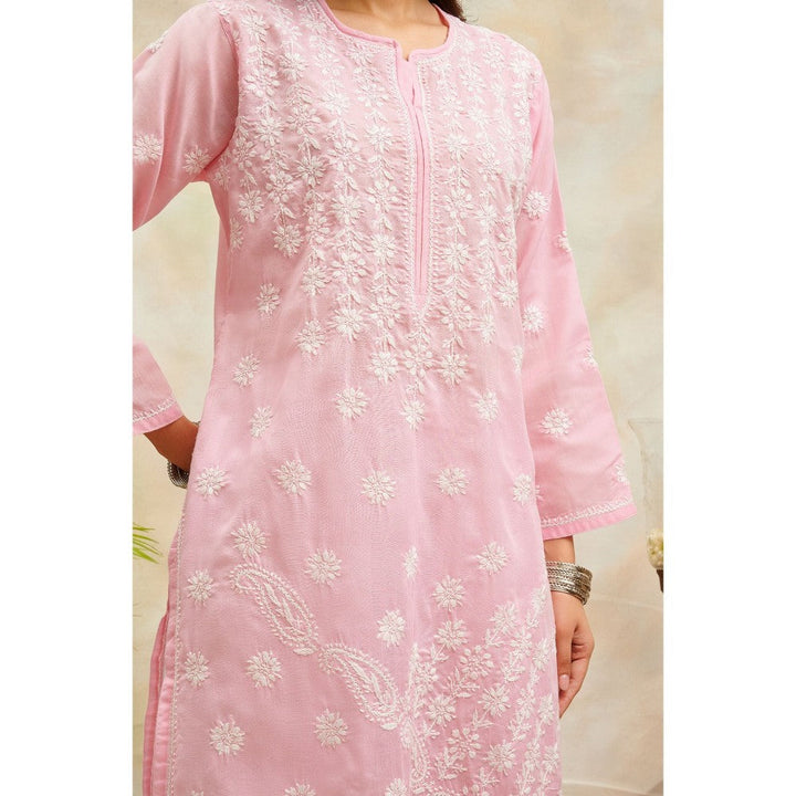 TAHILIYA Pink Chikankari Mul Cotton Designer Kurta