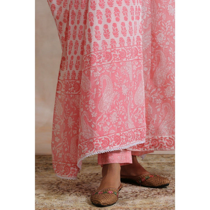 TAHILIYA Women Pink Hand Block Printed Cotton Dupatta