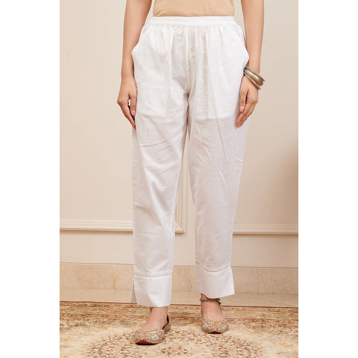 TAHILIYA White Narrow Cotton Farsi Pants