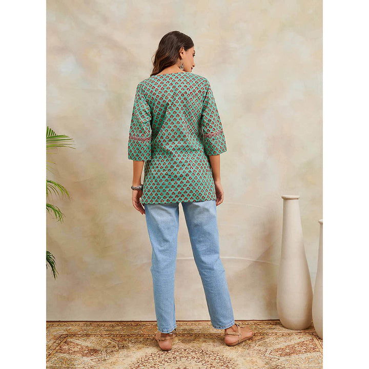 TAHILIYA Green Hand Block Printed Tunic