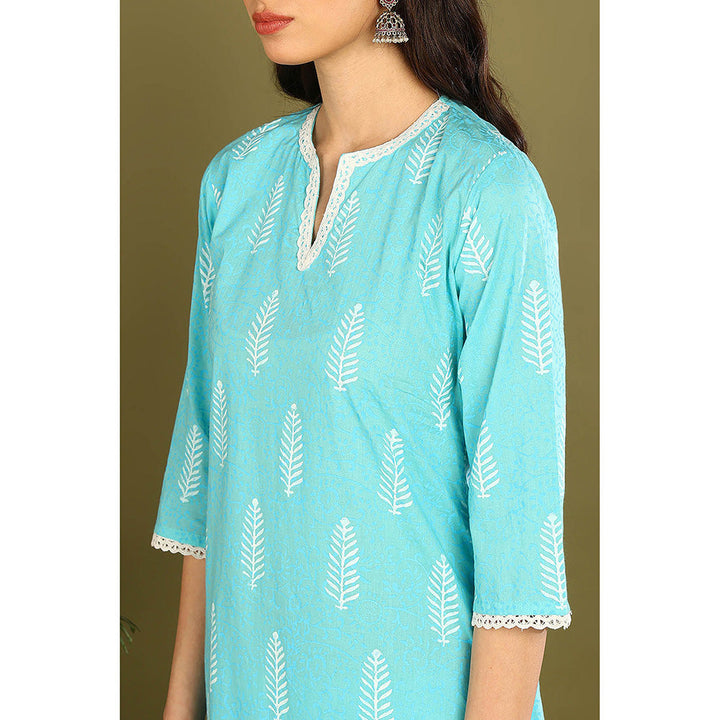 TAHILIYA Blue White Khari Kurta with Pant (Set of 2)