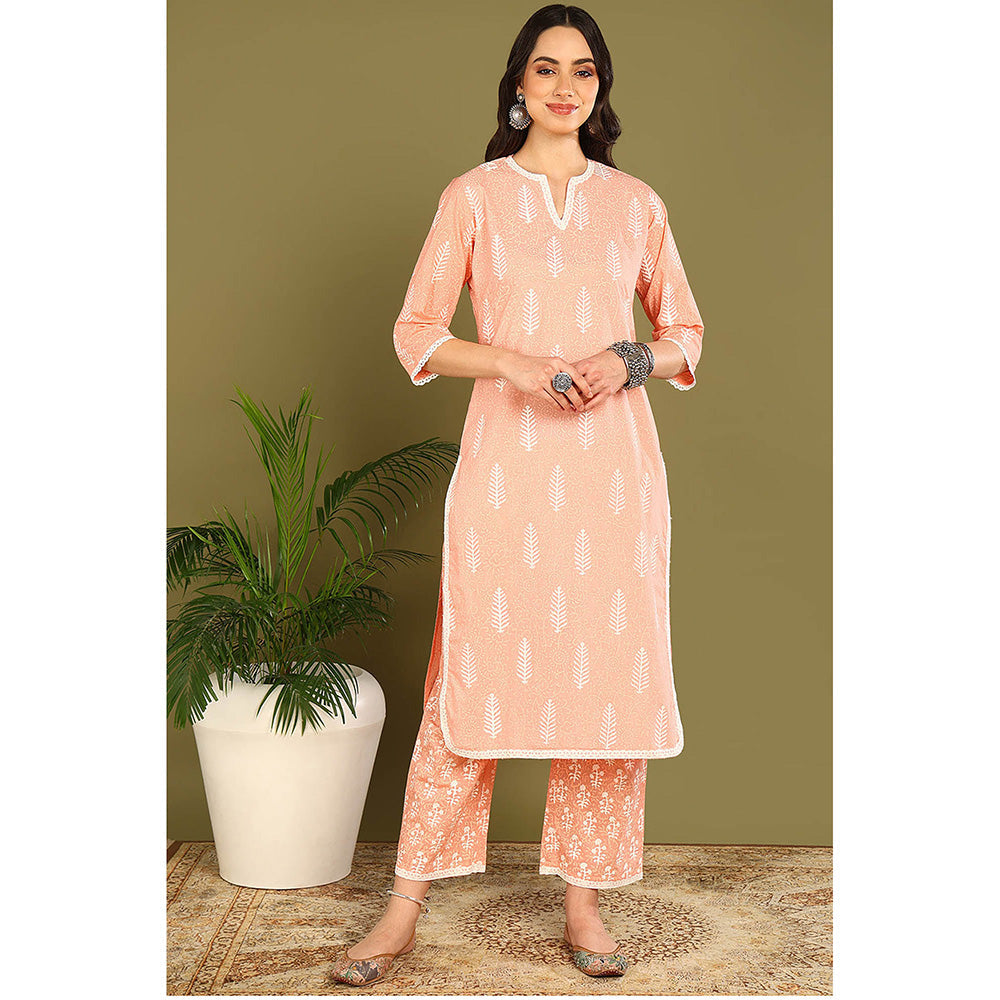 TAHILIYA Pink White Khari Kurta with Pant (Set of 2)