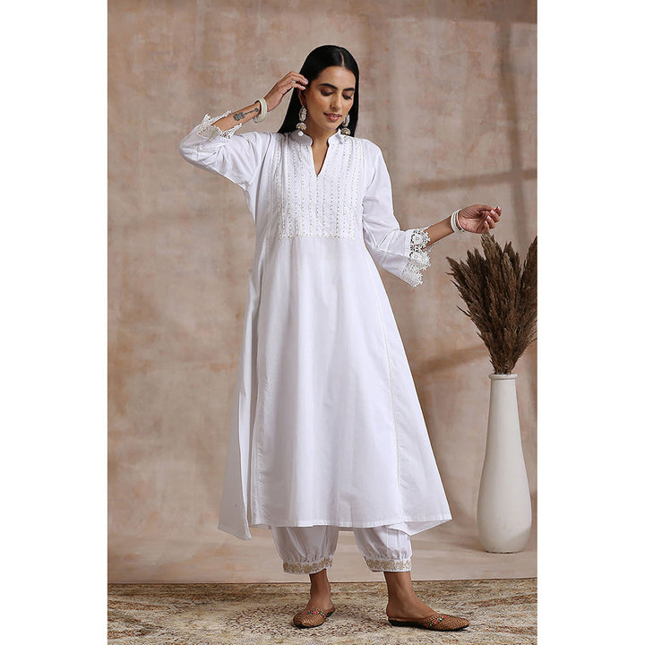 TAHILIYA White A-Line Cotton Kurta