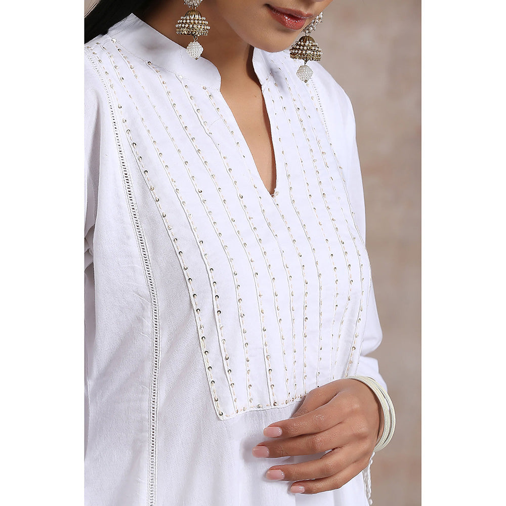 TAHILIYA White A-Line Cotton Kurta