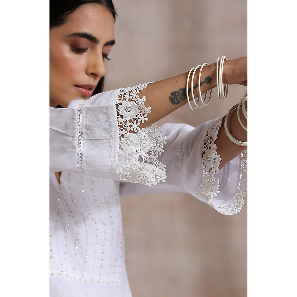 TAHILIYA White A-Line Cotton Kurta