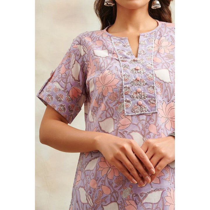 TAHILIYA Lavender Sanganeri Straight Kurta