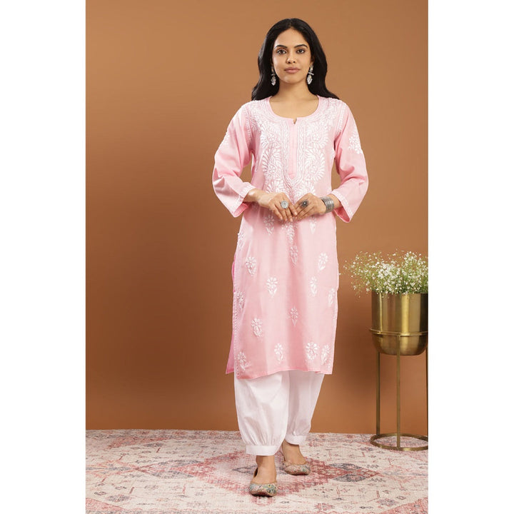 TAHILIYA Pink Modal Chikankari Kurta