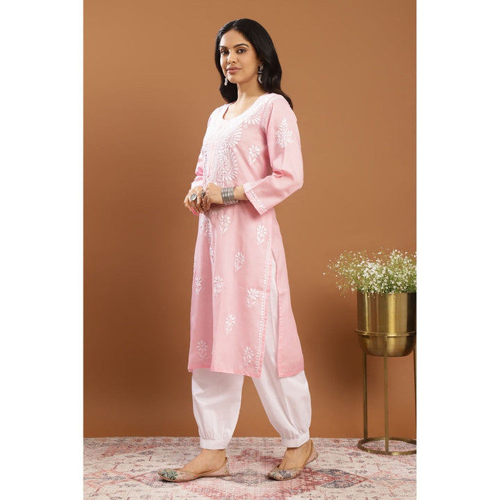 TAHILIYA Pink Modal Chikankari Kurta