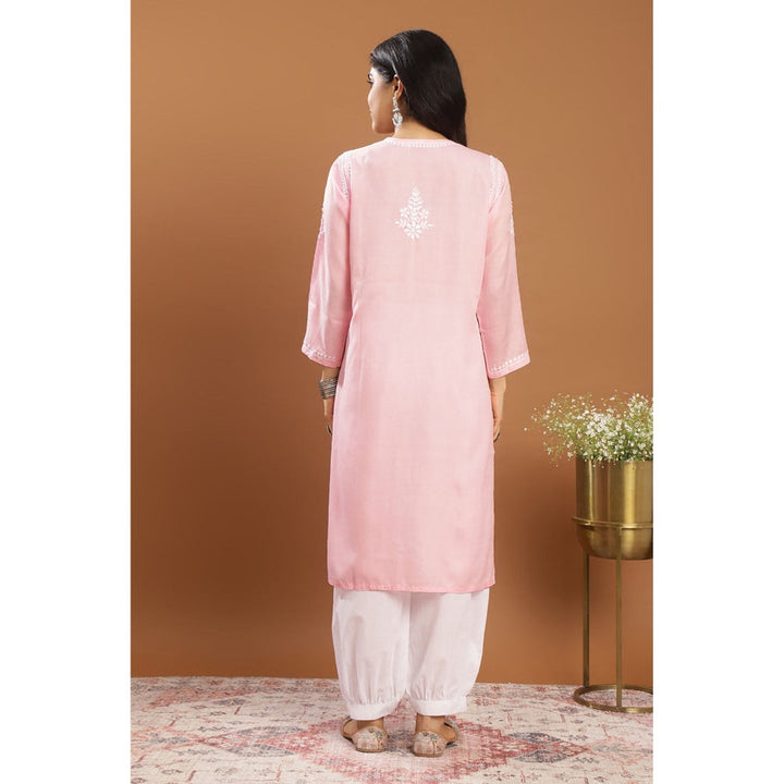 TAHILIYA Pink Modal Chikankari Kurta