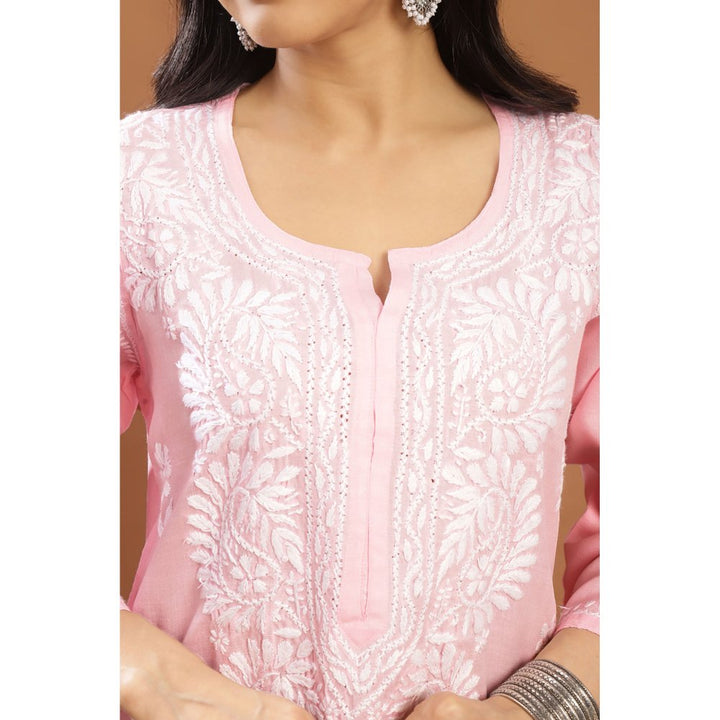 TAHILIYA Pink Modal Chikankari Kurta