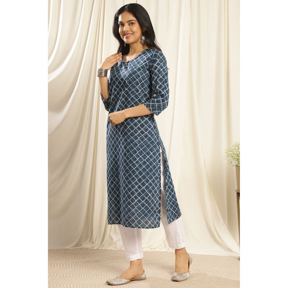 TAHILIYA Navy Blue Printed Kurta