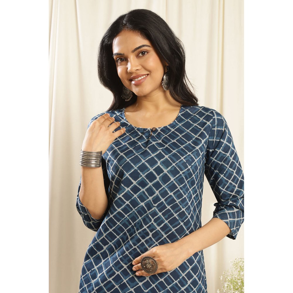 TAHILIYA Navy Blue Printed Kurta