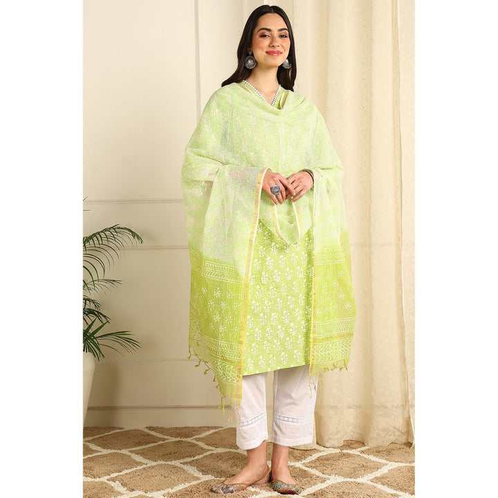 TAHILIYA Dupatta Parrot Green Kota (Dupatta Only)