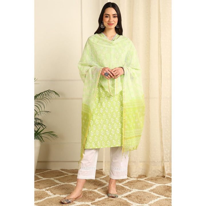 TAHILIYA Dupatta Parrot Green Kota (Dupatta Only)