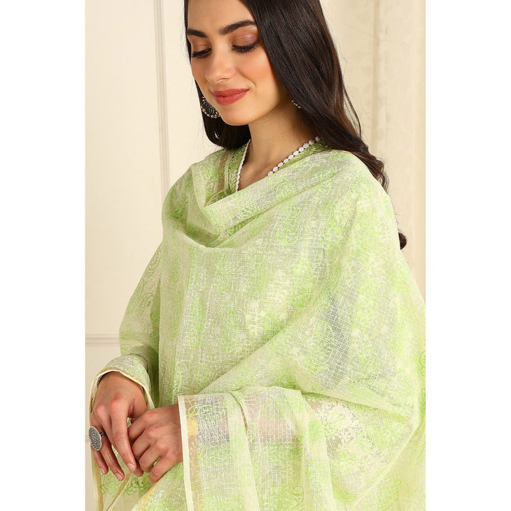 TAHILIYA Dupatta Parrot Green Kota (Dupatta Only)