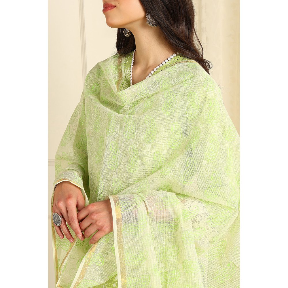 TAHILIYA Dupatta Parrot Green Kota (Dupatta Only)