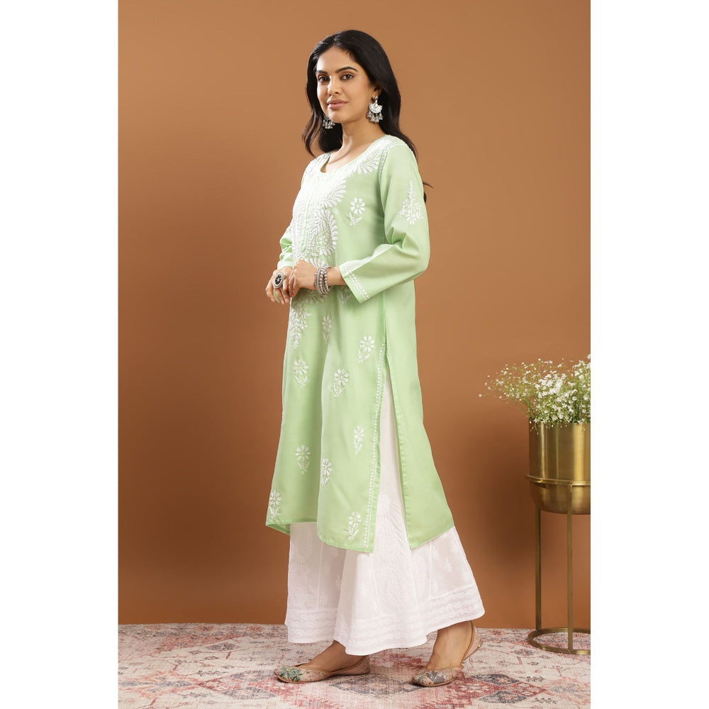 TAHILIYA Green Modal Chikankari Kurta