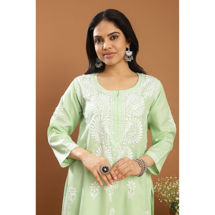 TAHILIYA Green Modal Chikankari Kurta