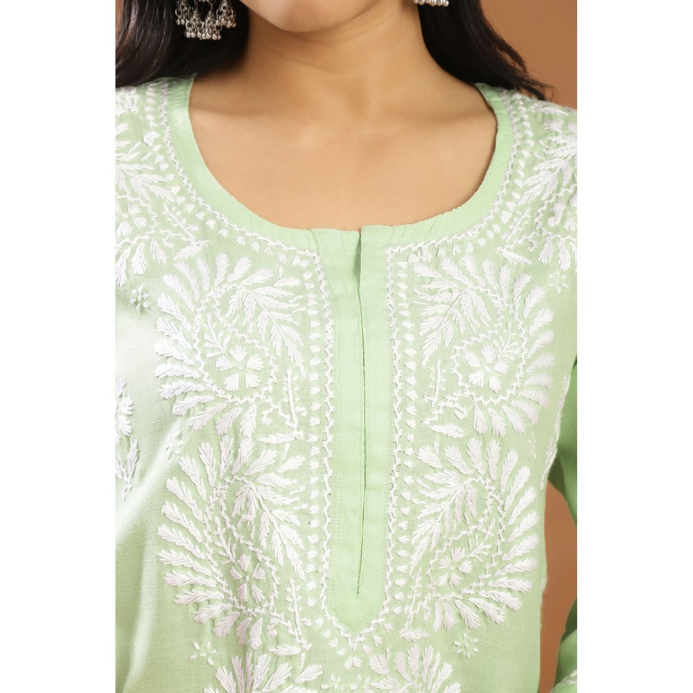 TAHILIYA Green Modal Chikankari Kurta