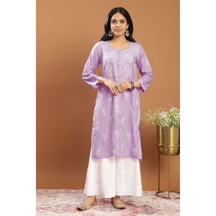 TAHILIYA Lavender Modal Chikankari Kurta