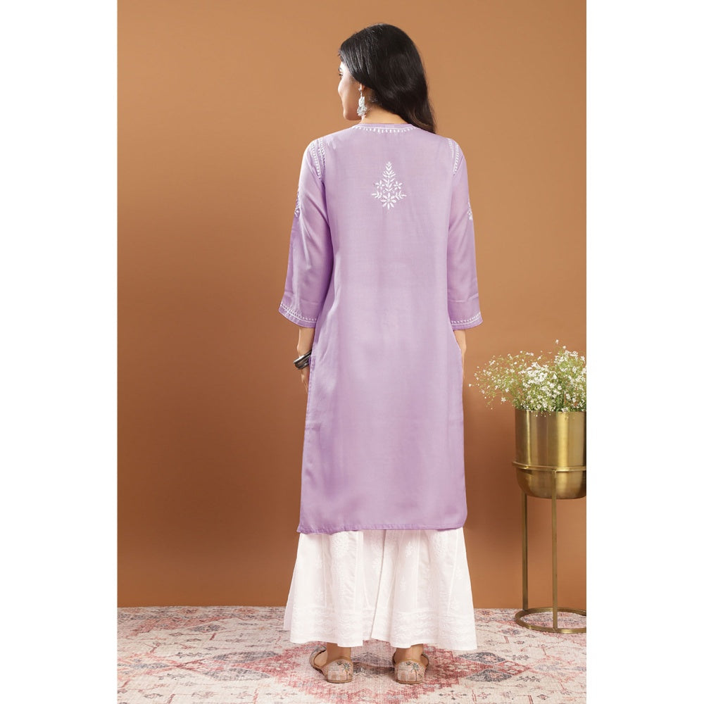 TAHILIYA Lavender Modal Chikankari Kurta