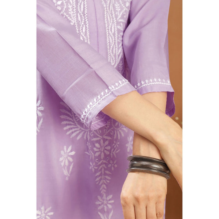 TAHILIYA Lavender Modal Chikankari Kurta