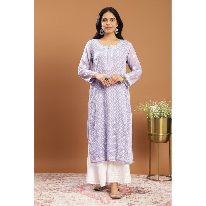 TAHILIYA Lavender Chikankari Mul Cotton Designer Kurta with Slip (Set of 2)