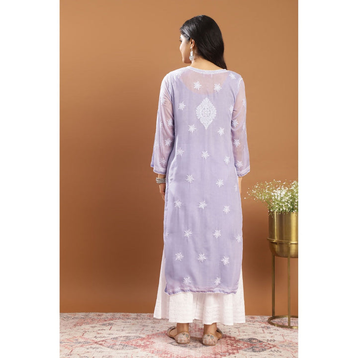 TAHILIYA Lavender Chikankari Mul Cotton Designer Kurta with Slip (Set of 2)