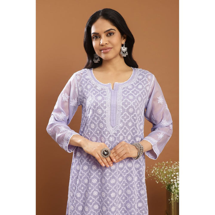 TAHILIYA Lavender Chikankari Mul Cotton Designer Kurta with Slip (Set of 2)