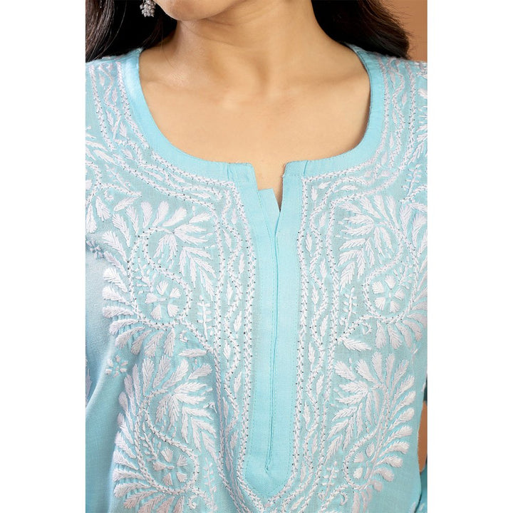 TAHILIYA Blue Modal Chikankari Kurta