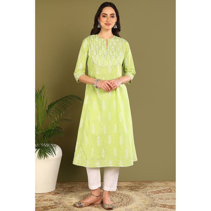 TAHILIYA Parrot Green A Line Kurta