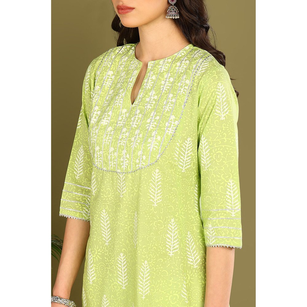 TAHILIYA Parrot Green A Line Kurta