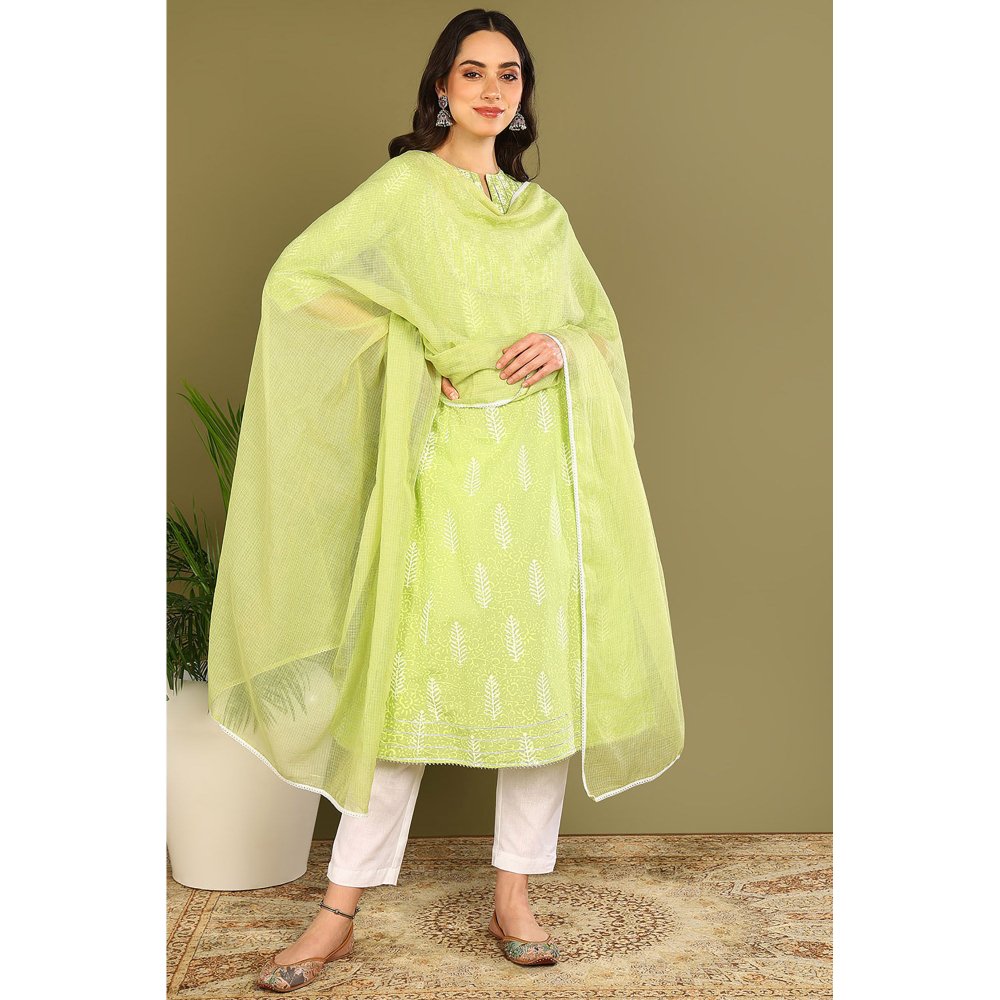 TAHILIYA Parrot Green A Line Kurta