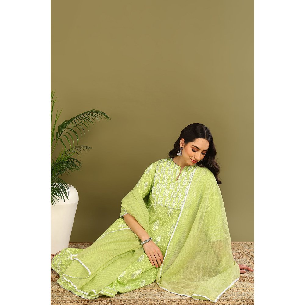 TAHILIYA Parrot Green A Line Kurta