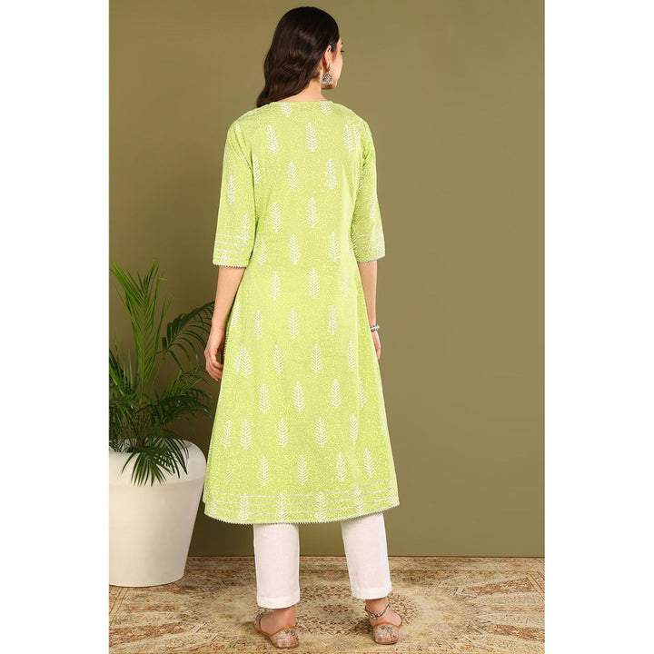 TAHILIYA Parrot Green A Line Kurta