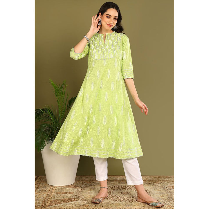 TAHILIYA Parrot Green A Line Kurta