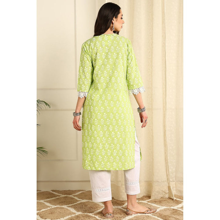 TAHILIYA Parrot Green Straight Kurta