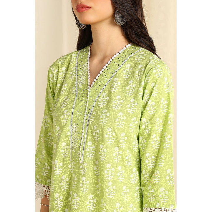 TAHILIYA Parrot Green Straight Kurta