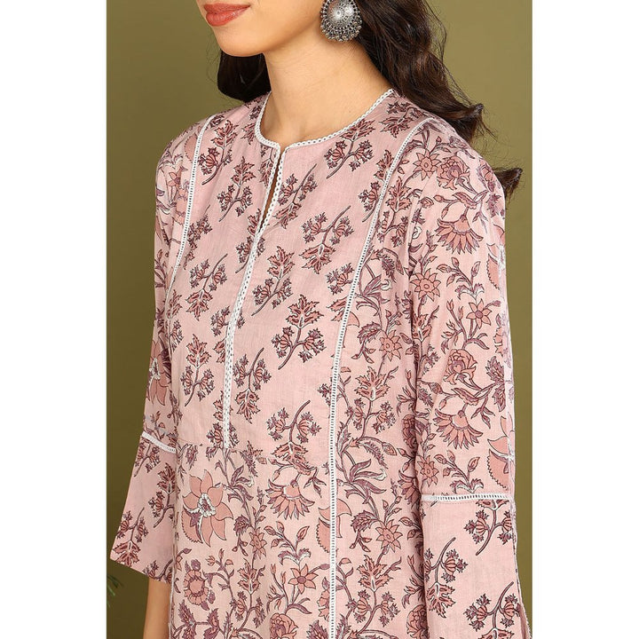 TAHILIYA Peach Sanganeri Straight Kurta