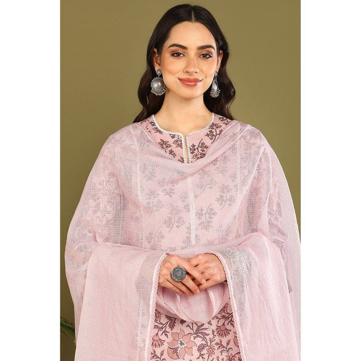 TAHILIYA Peach Sanganeri Straight Kurta