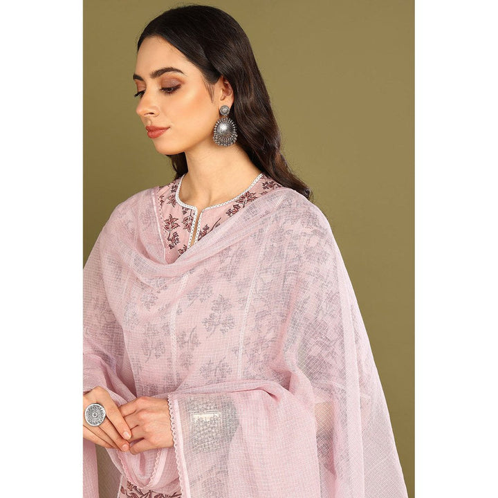 TAHILIYA Peach Sanganeri Straight Kurta